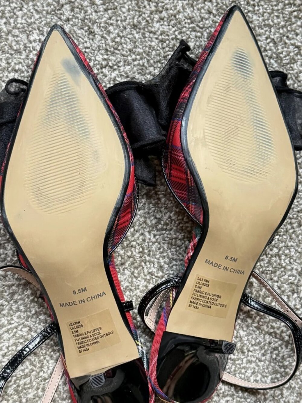 Betsey Johnson Lillyan Women's Red Plaid Tartan Bow Heels Shoes Size 8.5 New - Picture 10 of 16